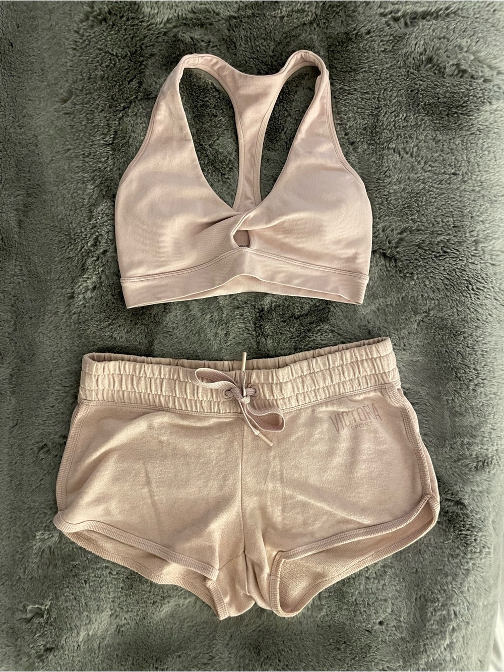 Victoria’s Secret Sport Blush Pink Racerback Lounge Bra & Shorts Set XS